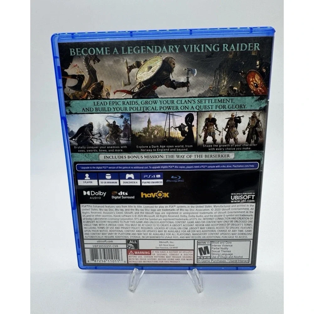 Assassins Creed Valhalla Sony PlayStation 4 PS4 Ubisoft Viking Action RPG Game